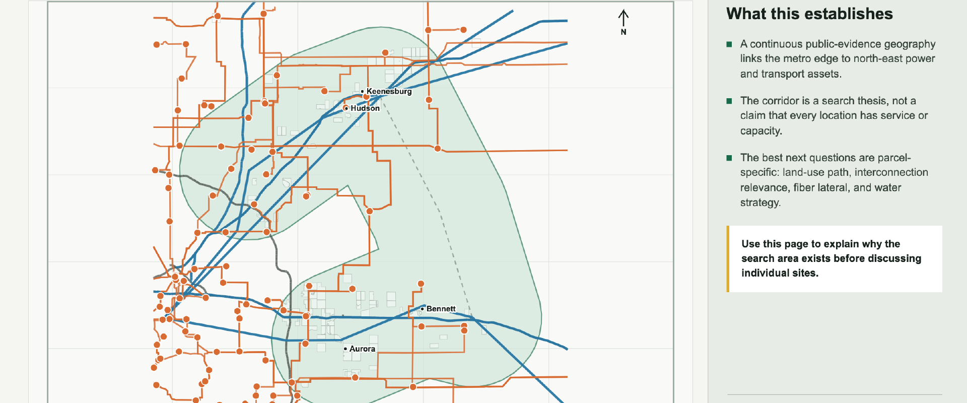 GIS map of the eastern Denver metro infrastructure screening corridor
